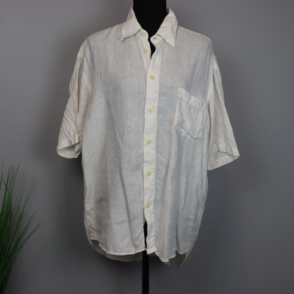 120% Lino short sleeved white linen shirt in size women's M - Picture 1 of 6